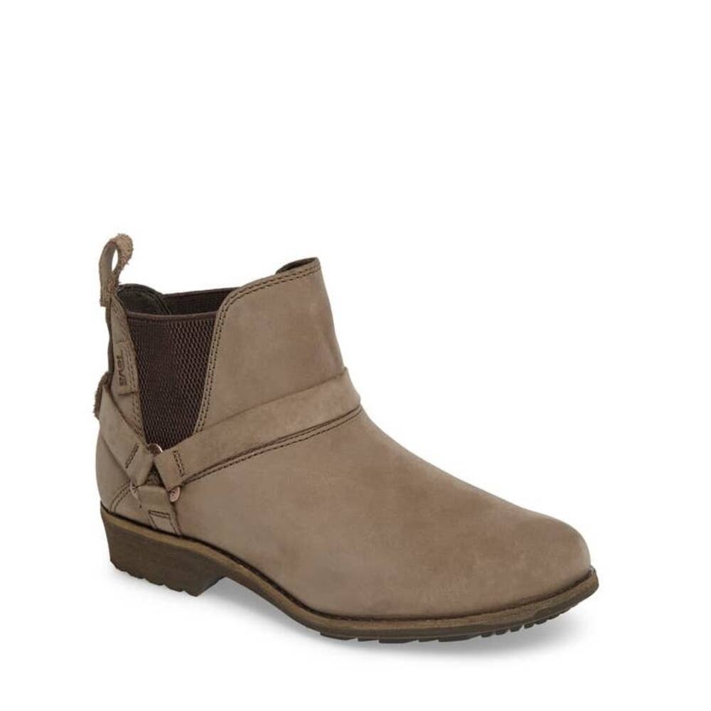 Teva De La Vina Dos Chelsea Waterproof Tan Leather Harness Women's Booties 6